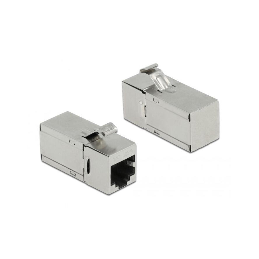 Delock Keystone modul, RJ45-aljzat - RJ45-aljzat, Cat.6A, 90 fokos szögű (87142)