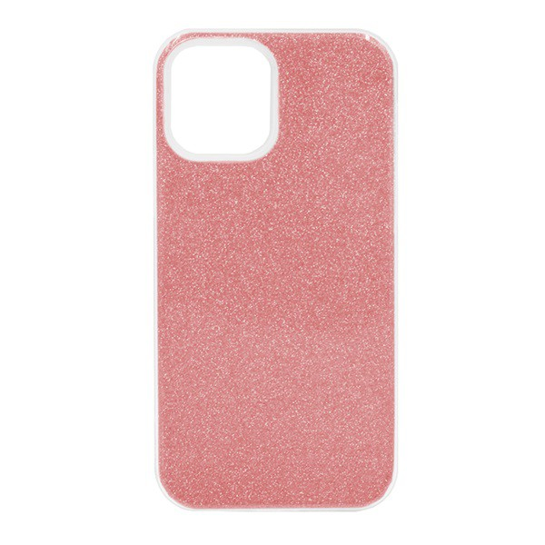 Szilikon telefonvédő (műanyag belső, csillogó hátlap) RÓZSASZÍN [Apple iPhone 12 Pro Max] (5996457995721)