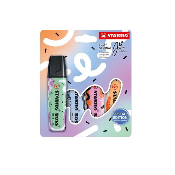 STABILO BOSS ORIGINAL speedmarker 4 stk Mejselspids Blå, Fuchsia, Mint, Orange