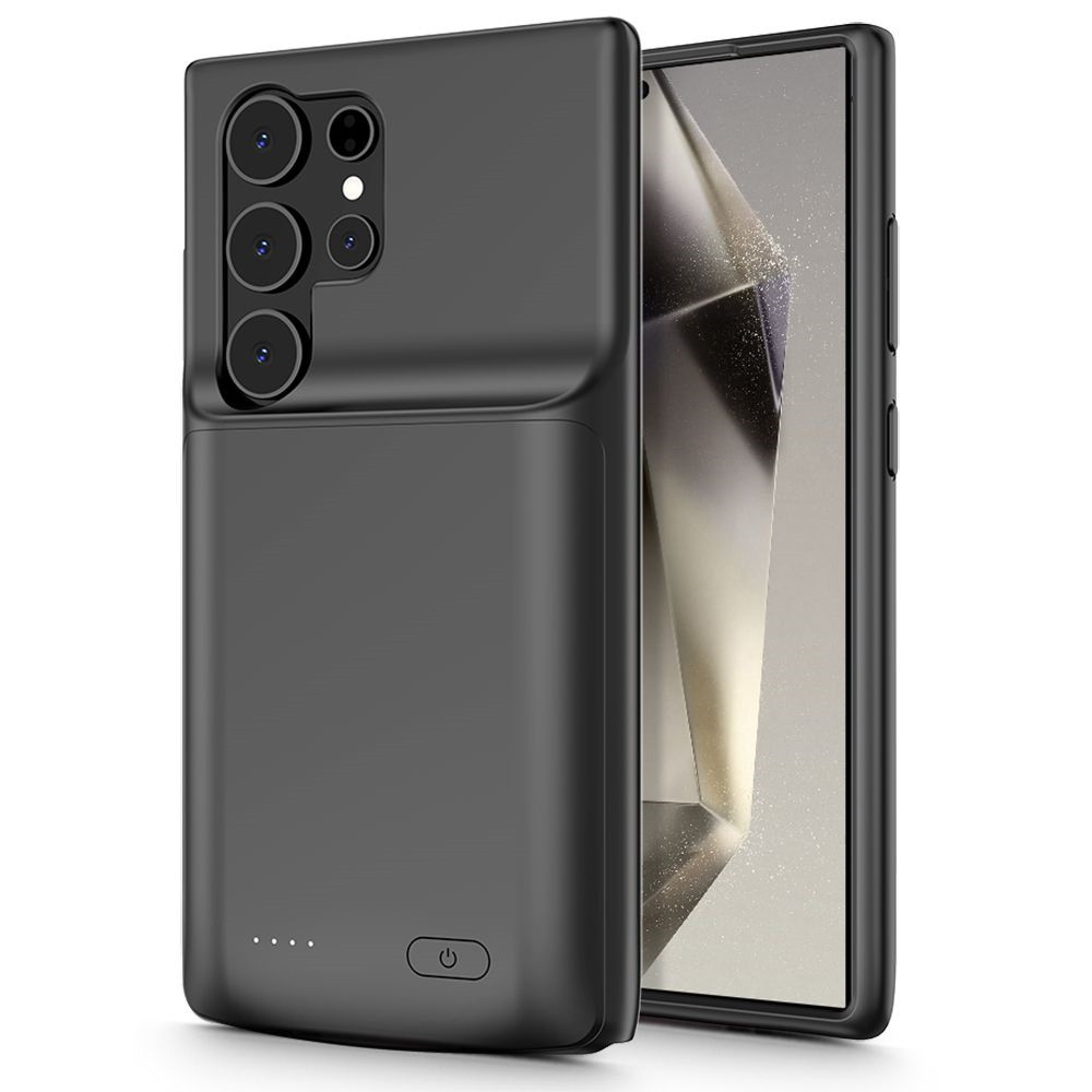 Samsung Galaxy S24 Ultra SM-S928, Szilikon tok, műanyag hátlap + Akkumulátor, 5000 mAh, LED-es, Tech-Protect PowerCase, fekete (TS6089)