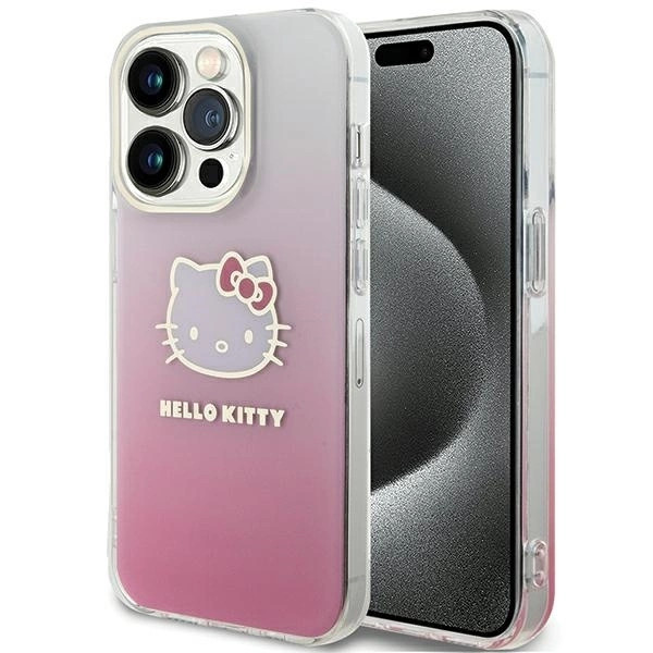Hello Kitty IML Gradient Electrop Kitty Head iPhone 14 Pro telefon tok - Pink