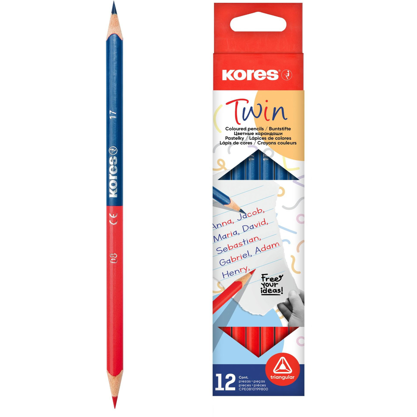 KORES Twin, háromszög HB, kétoldalas - 12 darabos csomag (94871)