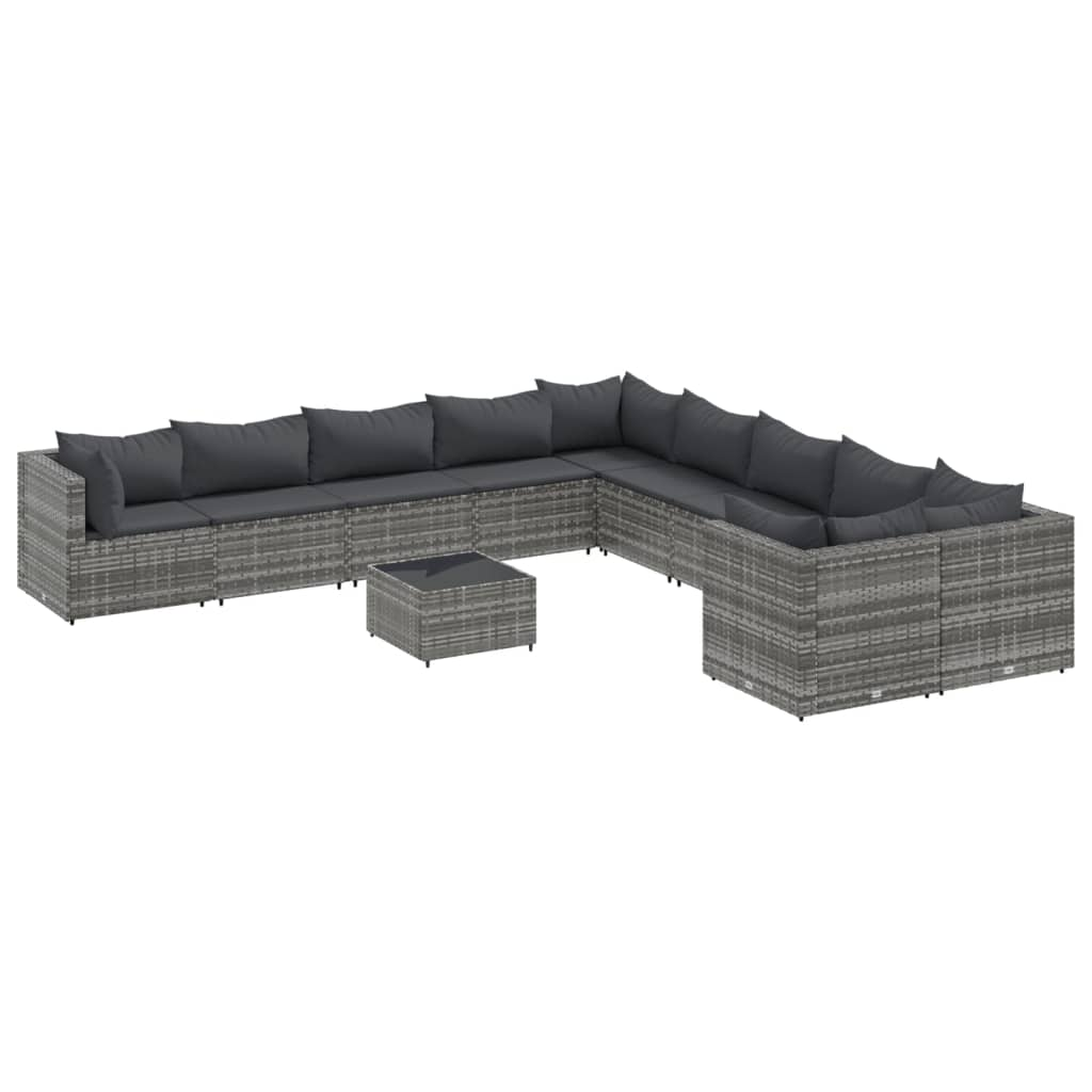 11 részes szürke polyrattan kerti ülőgarnitúra párnákkal (3308354)