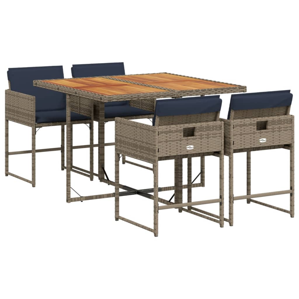 5 részes szürke polyrattan kerti étkezőgarnitúra párnával (3278032)