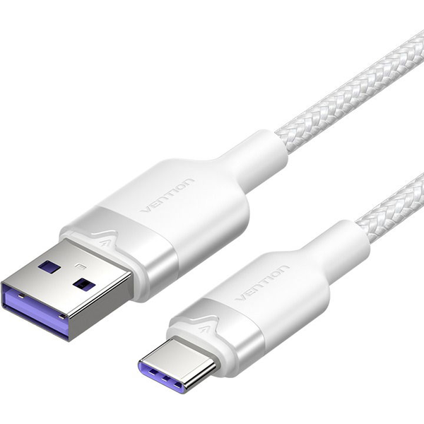 Vention USB 2.0 A Male to C Male 6A Cable 2M White Aluminum Alloy Type