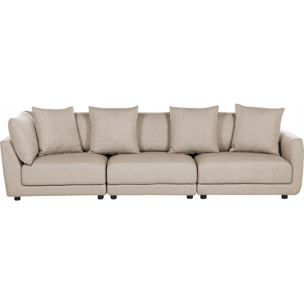 Sofá Tapizado Clásico 3 Plazas Cojines Adicionales Tela Beige - Beige