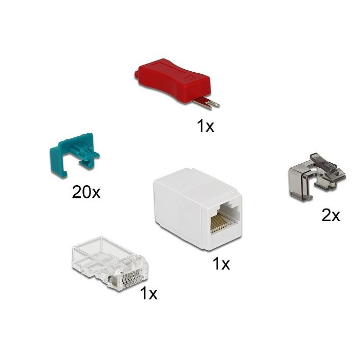 Delock Biztonsági kapocs kezdő készlet RJ45 csatlakozóhoz 20 db-os (86406) (DL86406)