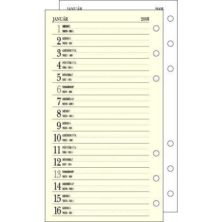 Saturnus chamois 2018 Kalendárium betét tervező "S" (80 lap) (S311)