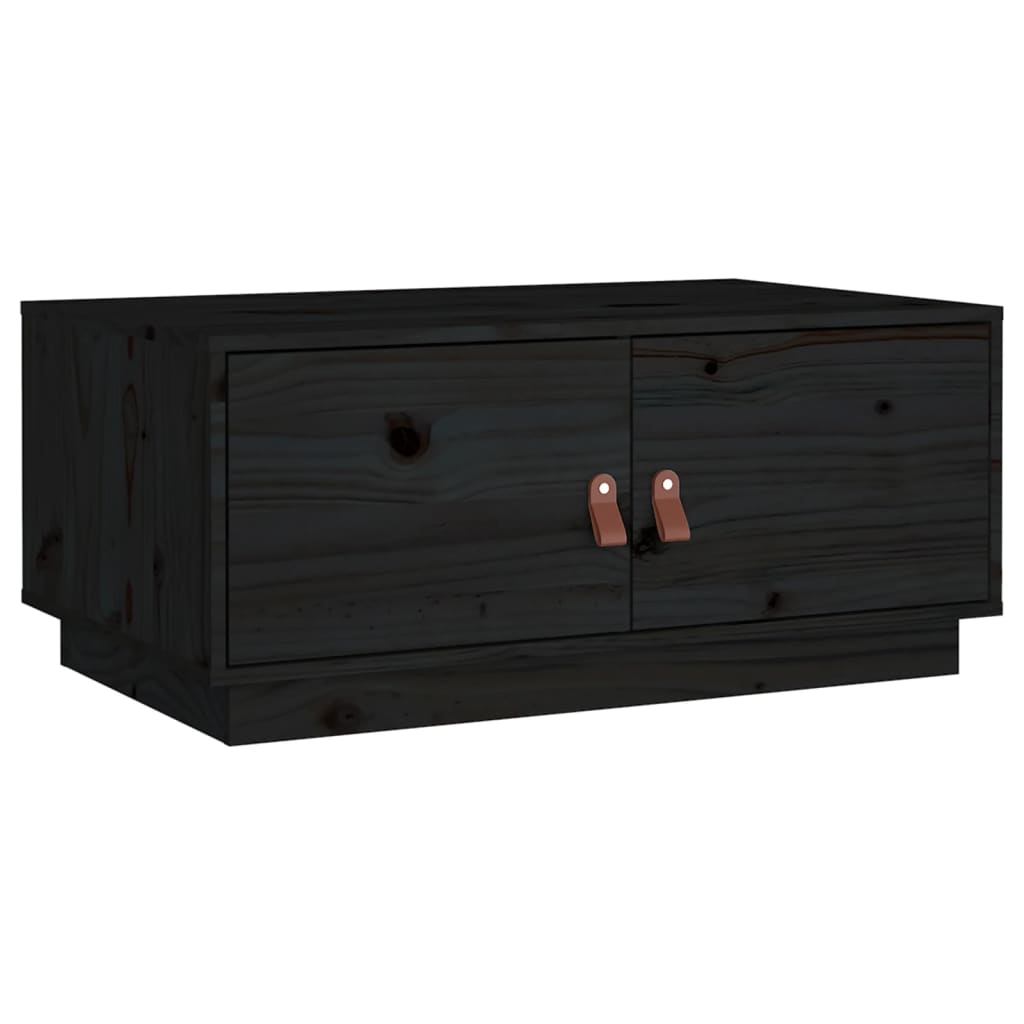 fekete tömör fenyőfa dohányzóasztal 80 x 50 x 35 cm (818254)