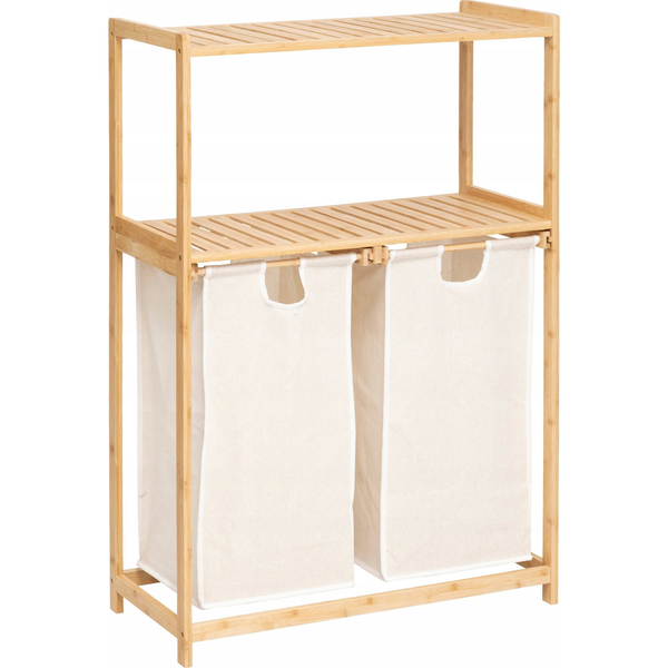 Estantería "tidy Box" Con 2 Bolsas De Bambú Marrón Para La Colada 72x33cm