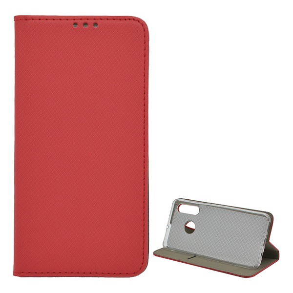 Tok álló, bőr hatású (FLIP, oldalra nyíló, asztali tartó funkció, rombusz minta) PIROS [Huawei P30 Lite (Nova 4e)] (5996457874828)