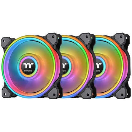 Комплект от 3 вентилатора Thermaltake CL-F089-PL14SW-A, Riing Quad 14 RGB + хъб, черен, 140x140x25mm