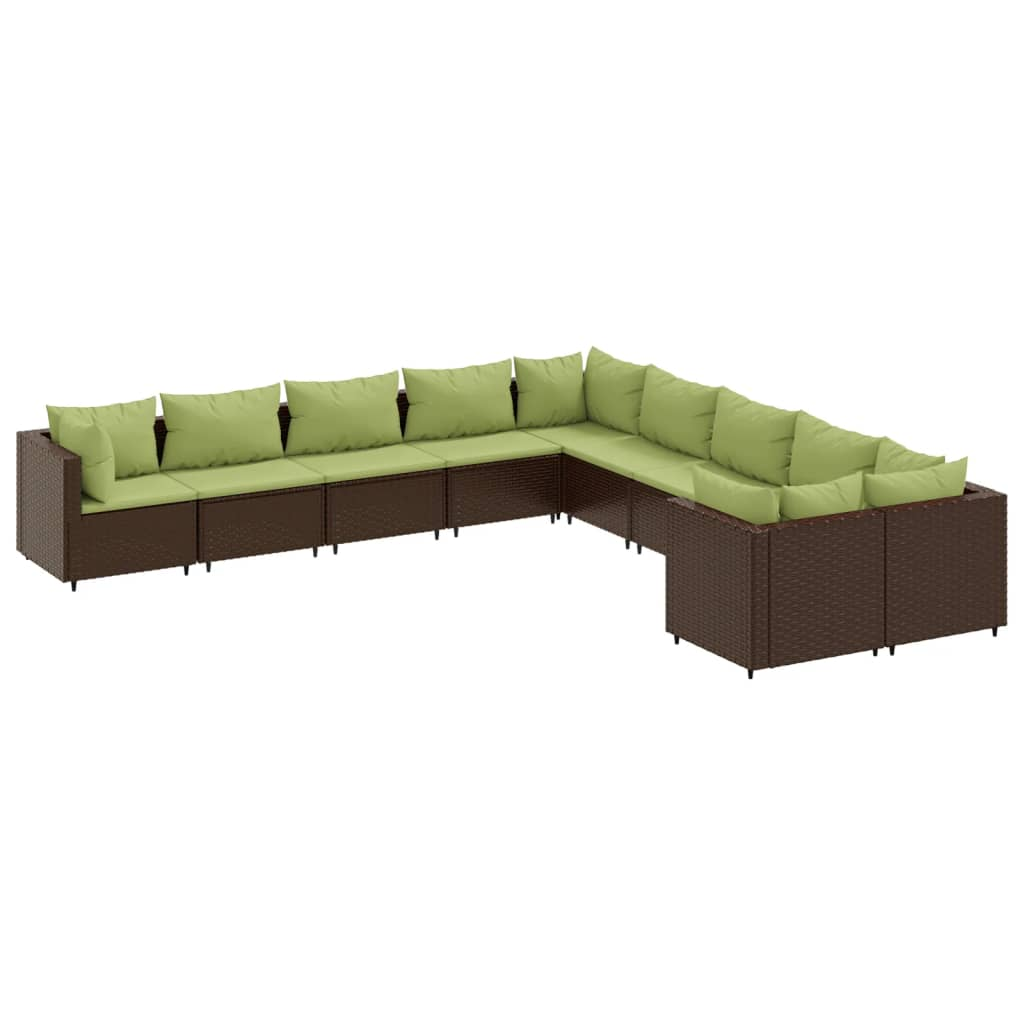 10 részes barna polyrattan kerti ülőgarnitúra párnákkal (3308350)