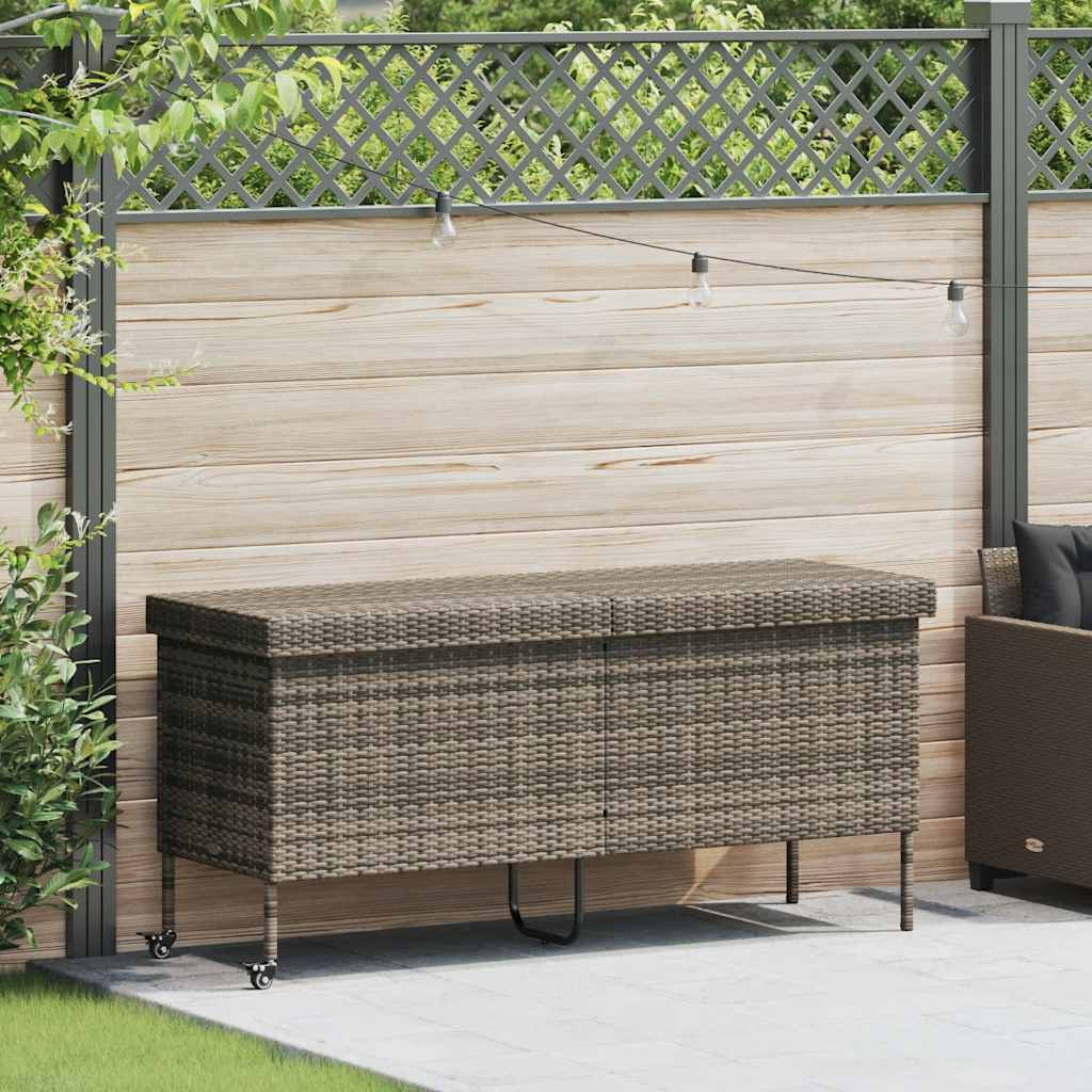 szürke polyrattan kerti tárolóláda kerekekkel 160x55x75 cm (4103833)