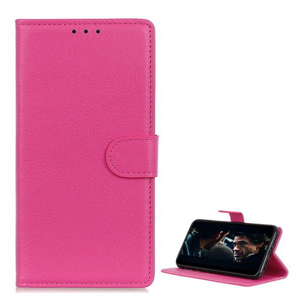 Tok álló, bőr hatású (FLIP, oldalra nyíló, asztali tartó funkció, prémium) RÓZSASZÍN [Realme C35] (5996591211909)