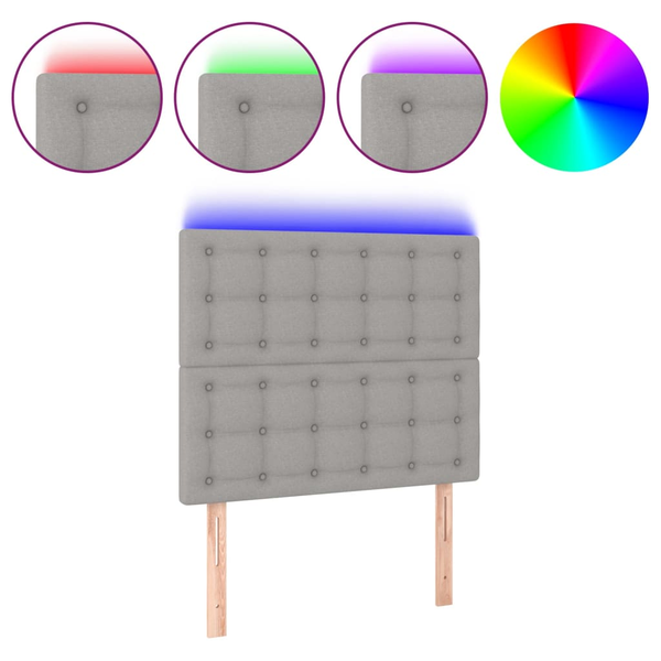 világosszürke szövet LED-es fejtámla 90x5x118/128 cm