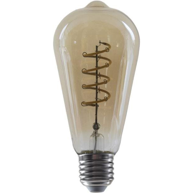 Diolamp Spiral Filament LED izzó, borostyánsárga, ST64, 4 W/ 230 V/ E27/ 1800 K/ 270 lm/ 360°/ dimmelhető (CONDI4WWSDIMAM)