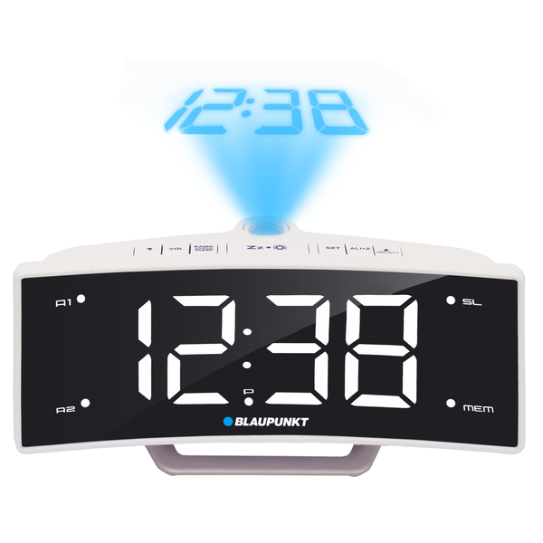 Blaupunkt CRP7WH hodiny s rádiem FM, budík s projektorem, velký LCD