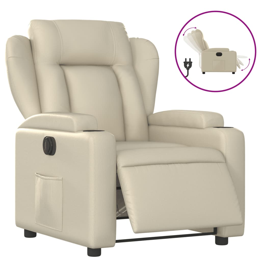 krémszínű műbőr elektromos dönthető fotel (3204531)