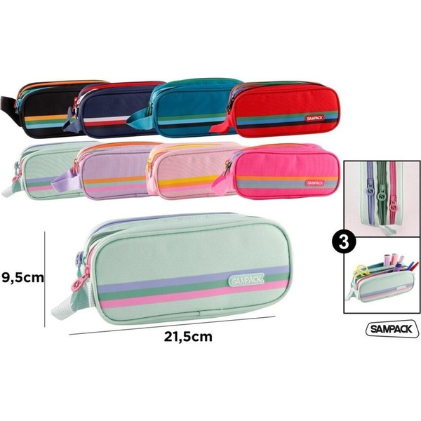 Piórnik potrójny 21,5x9,5cm MIX