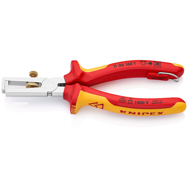 Клещи за оголване, 1000V VDE, 160mm, с точка на затягане, Knipex 11 06 160 T