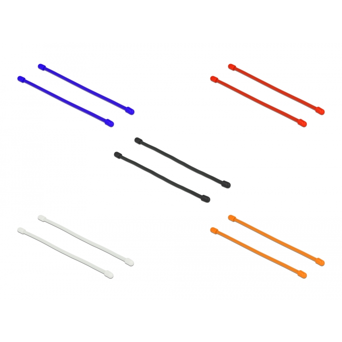 Delock Különböző színű rugalmas kábelkötöző Hx 150 x Sz 4 mm 10 db. (18971) (18971)