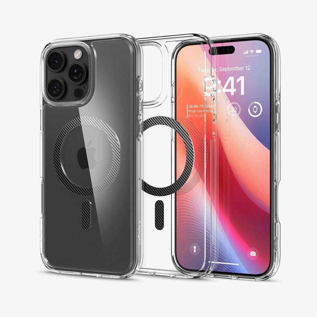 Spigen Ultra Hybrid (MagFit) iPhone 16 Pro Max tok Carbon Fiber - átlátszó-karbonszínű (ACS08000) (ACS08000)