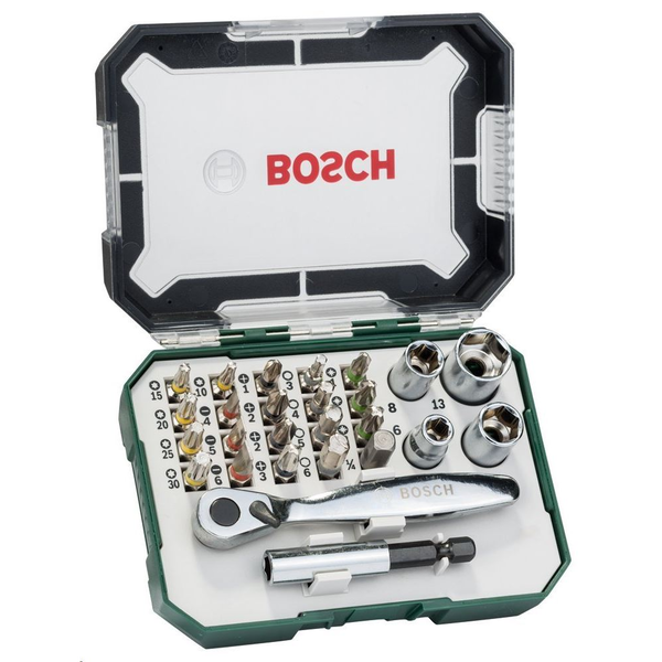 Bosch 2607017322 26 részes csavarozófej és dugókulcs készlet