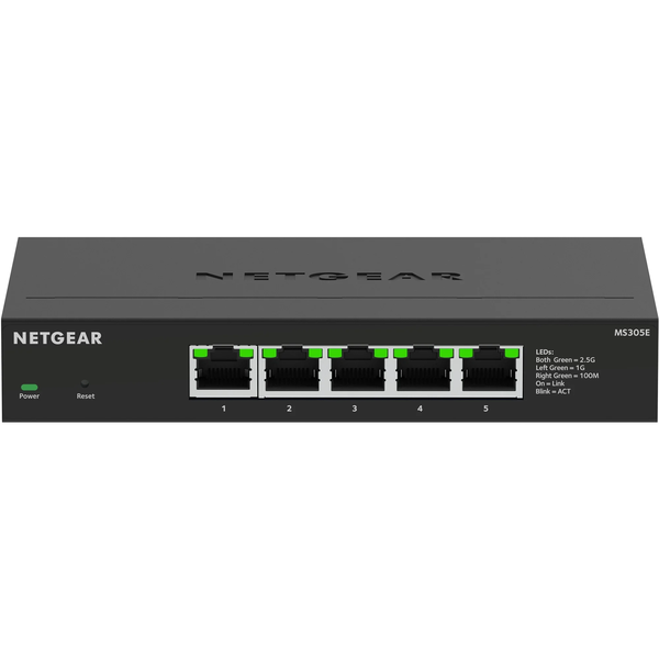 NETGEAR MS305E Ikke administreret 2.5G Ethernet (100/1000/2500) Sort