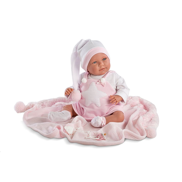 Llorens Édes álmok síró újszülött kislány baba cumival 40cm (74024)