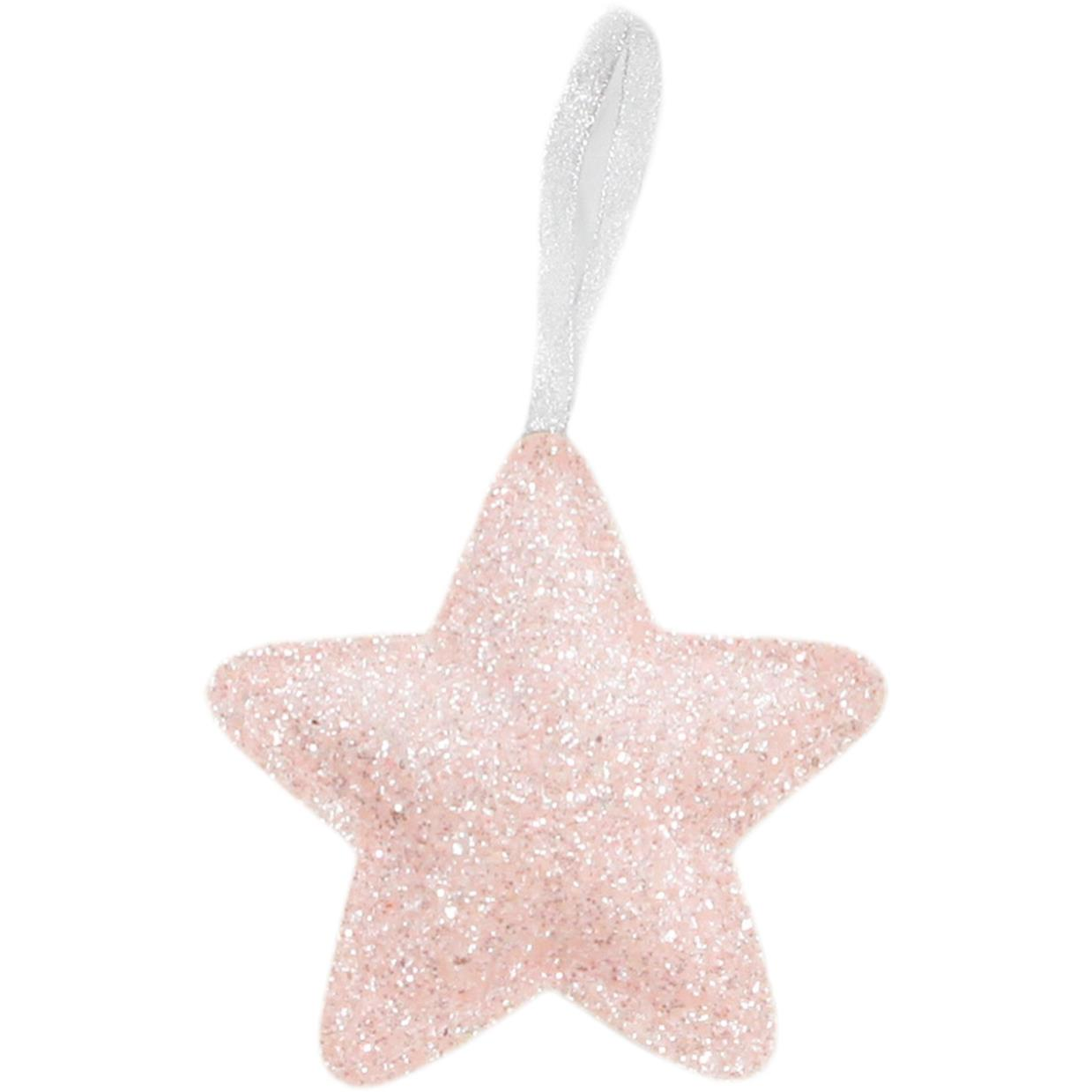 LAALU Karácsonyi dísz - műbőr csillag, rózsaszín, csillámos, 14,5 cm (LAU-6131)