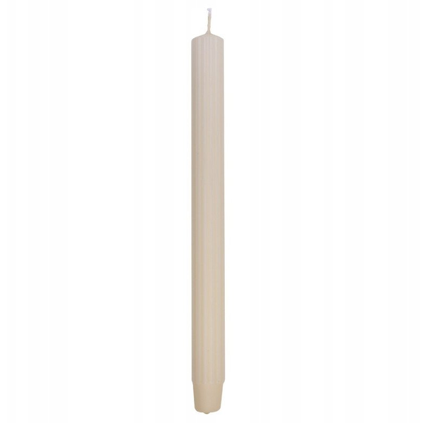 Świeca stołowa długa ryflowana DONAU HOME, 25x300 mm, 4 szt., kremowa