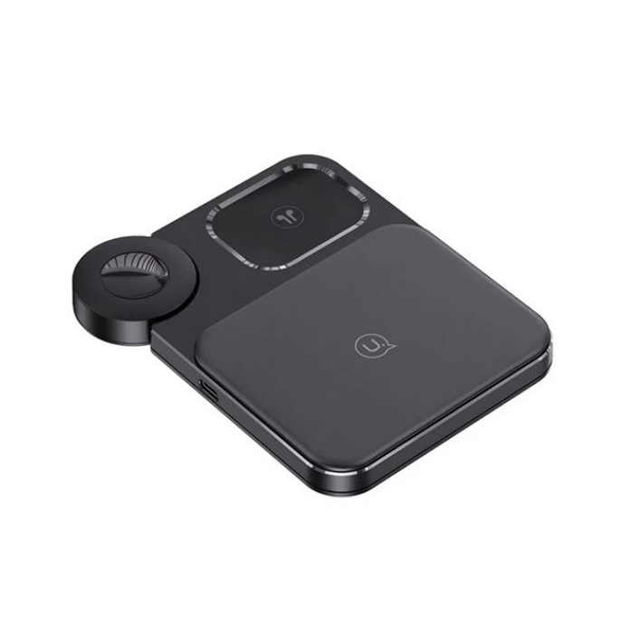 USAMS asztali töltőállvány 3in1 (15W, MagSafe,wireless, Apple Watch töltő ) fekete (CD190WXC01) (CD190WXC01)