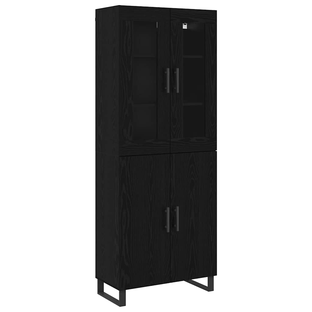 Magasfiú polcokkal tárolóval ajtóval Musta tammi 69.5 x 34 x 90 cm Faanyag (3394523)