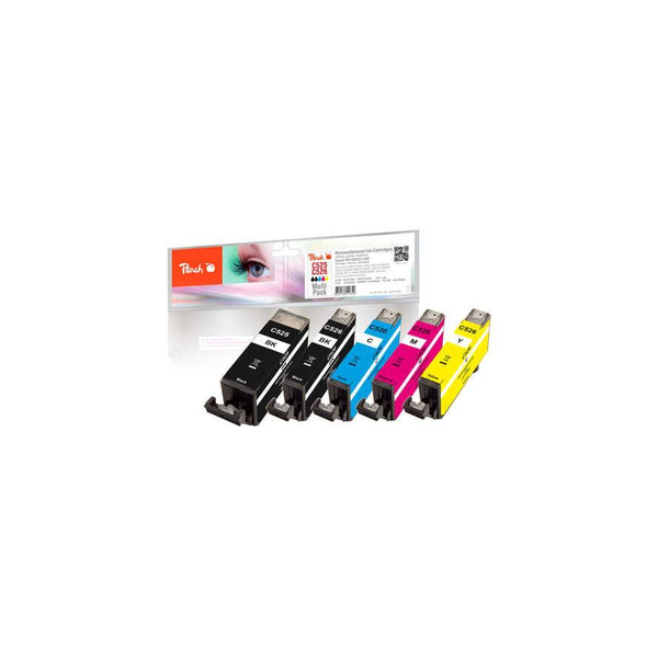 Peach PI100-140 inktcartridge 5 stuk(s) Compatibel Zwart, Cyaan, Foto zwart, Geel
