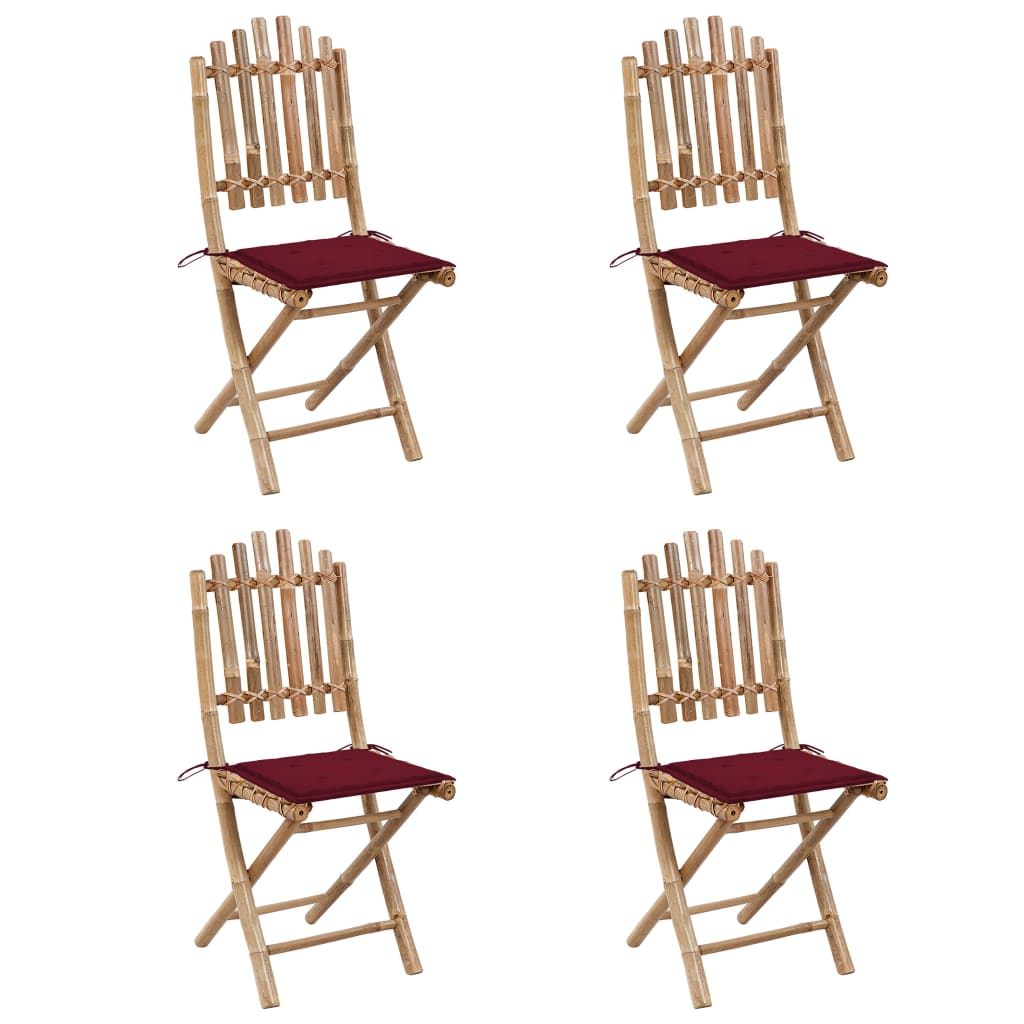 5 részes összecsukható kültéri bambusz étkezőszett párnákkal (3063969)