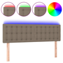 Tăblie de pat cu LED, gri taupe, 144x5x78/88 cm, textil