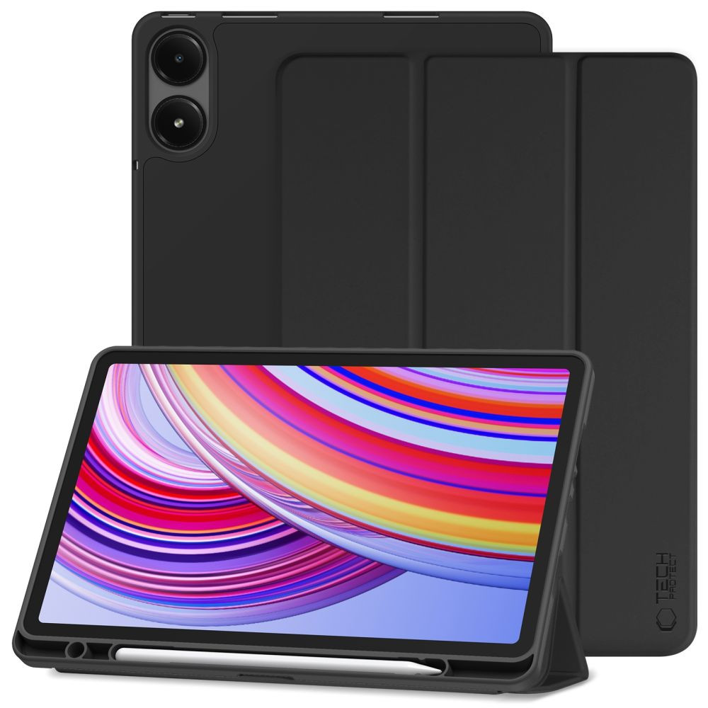 Xiaomi Redmi Pad Pro (12.1) / Redmi Pad Pro 5G (12.1), mappa tok, közepesen ütésálló, érintőceruza tartó, érintőceruza nélkül, Trifold, TP SC Pen Holder, fekete (TS9475)