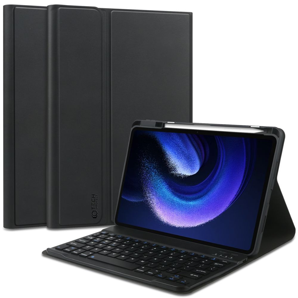 Xiaomi Pad 6 (11.0) / Pad 6 Pro (11.0), Bluetooth billentyűzetes mappa tok, érintőceruza tartó, fekete (9319456604801)