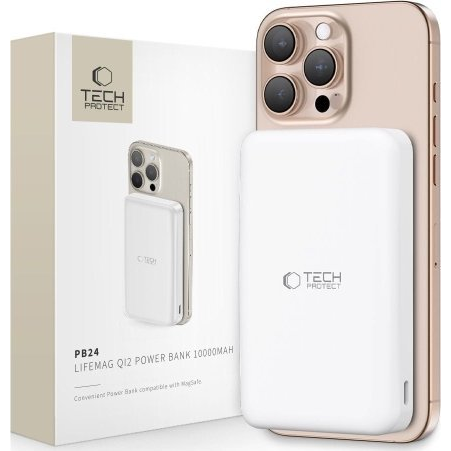 Tech-Protect PB24 LifeMag Qi2 MagSafe Power Bank 10000mAh fehér