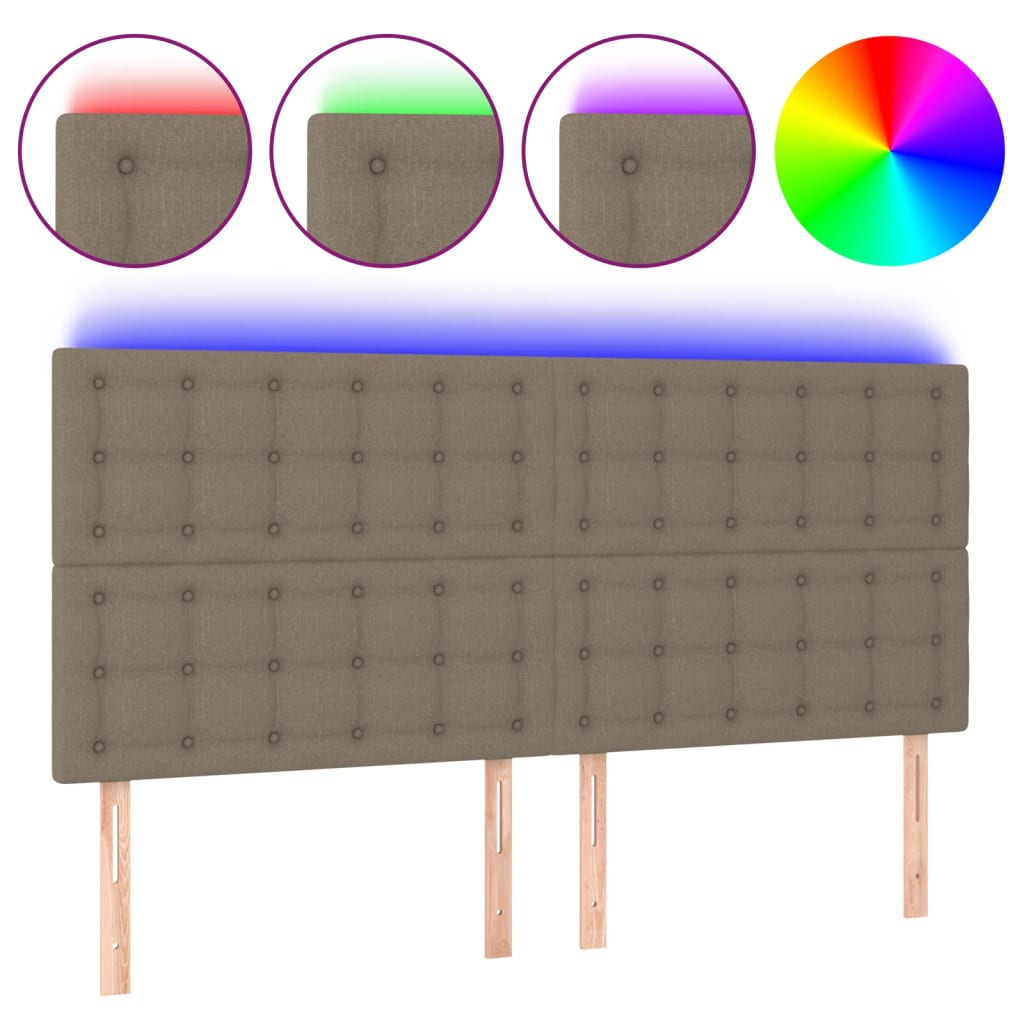 tópszínű szövet LED-es fejtámla 160x5x118/128 cm (3122868)
