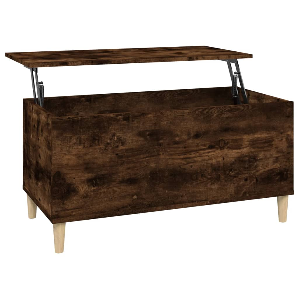 füstös tölgyszínű szerelt fa dohányzóasztal 90 x 44,5 x 45 cm (819585)