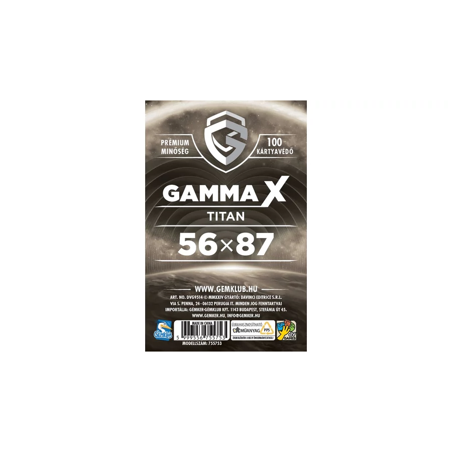 Gém Klub Gamma X Titan kártyavédő 56x87 mm - 100 db/csomag (DAV34155)