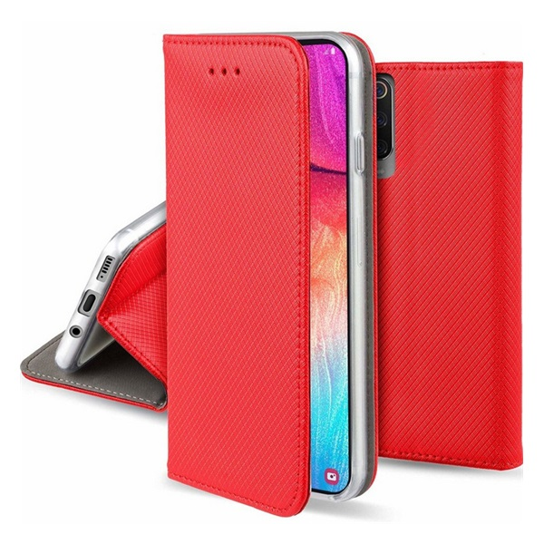 Tok álló, bőr hatású (FLIP, oldalra nyíló, asztali tartó, rombusz) PIROS Infinix Hot 40i 4G (X6528) "Gigapack csomagolás" (GP-159757)