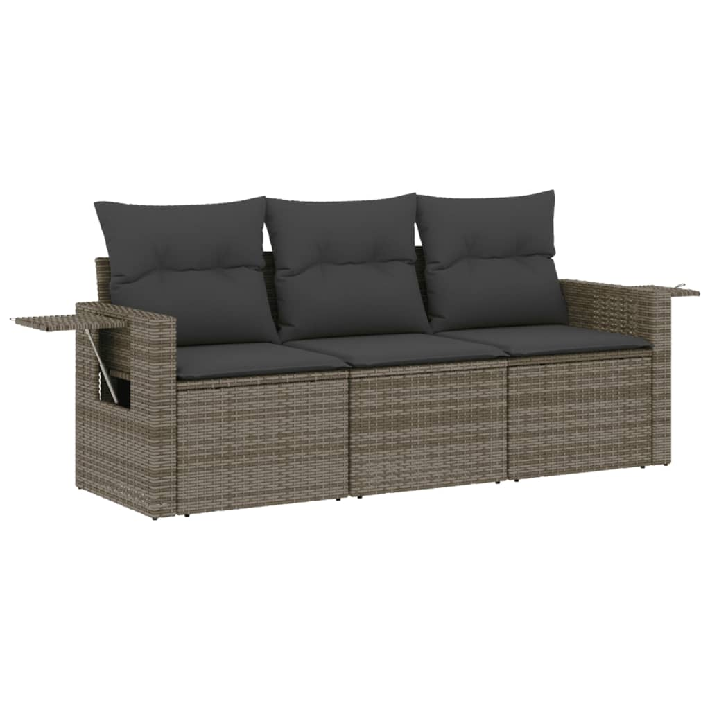 3 részes szürke polyrattan kerti ülőgarnitúra párnákkal (3252197)