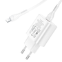 HOCO hálózati töltő adapter Type-C bemenettel + 1 m-es Type-C - Lightning kábel - 25W - HOCO N22 Charger Set PD + QC - fehér (HC600682)