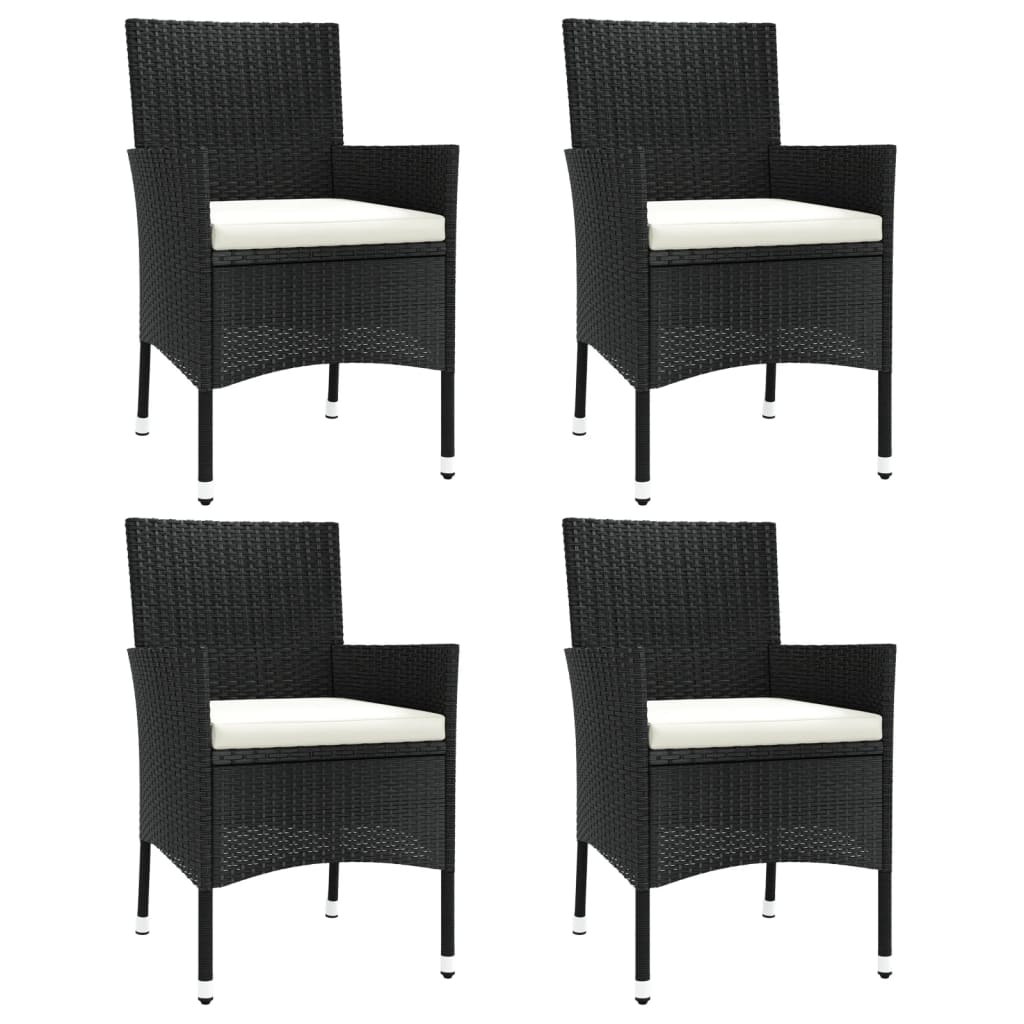 4 db fekete polyrattan kerti szék párnával (316688)