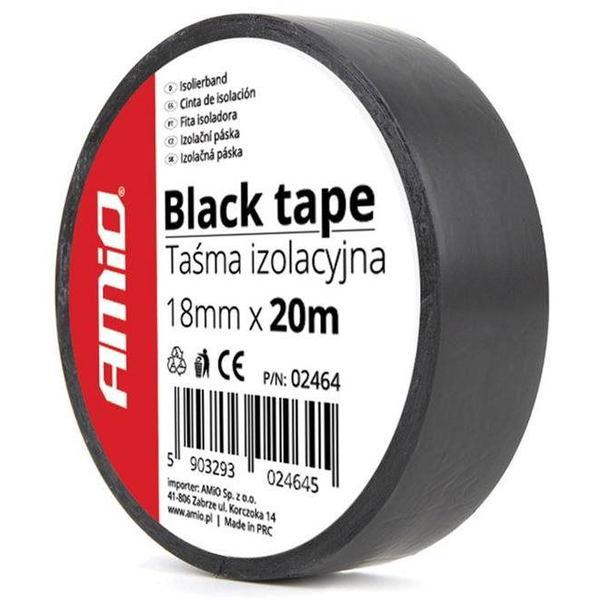 AMIO szigetelőszalag 18 mm × 20 m fekete