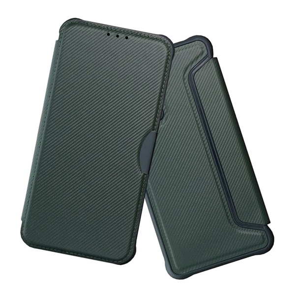 Tok álló, bőr hatású (FLIP, oldalra nyíló, ütésállóság, légpárnás sarok, kameravédő, karbon minta) SÖTÉTZÖLD Samsung Galaxy A17 4G (SM-A175) / Galaxy A17 5G (SM-A176) "Gigapack csomagolás" (GP-172651)