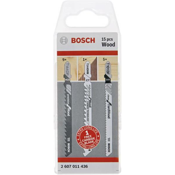 Bosch 2 607 011 436 lombfűrész, kanyarítófűrész és szablyafűrész lap Lombfűrész penge 15 db (2607011436)